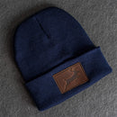 Beanie with Leather Patch Attached - Deer Stamp
