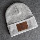 Beanie with Leather Patch Attached - Idaho Stamp