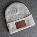 Beanie with Leather Patch Attached - California Flag Stamp