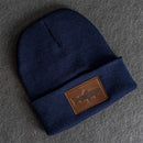 Beanie with Leather Patch Attached - Fish Stamp