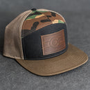 Leather Patch Flat Bill 7 Panel Trucker Hat - Colorado Flag Stamp