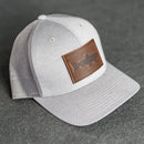 Leather Patch Performance Style Trucker Hat - Fish Stamp