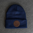 Beanie with Leather Patch Attached - PNW (Circle) Stamp