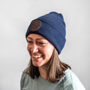 Beanie with Leather Patch Attached - PNW (Circle) Stamp