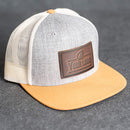 Your Logo on a Leather Patch Flat Bill Trucker Hat