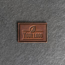 Your Logo Rectangle Leather Patch with Optional Hook Side Fastener