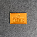 Your Logo Rectangle Leather Patch with Optional Hook Side Fastener