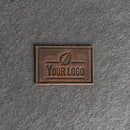 Your Logo Rectangle Leather Patch with Optional Hook Side Fastener