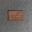 Your Logo Rectangle Leather Patch with Optional Hook Side Fastener
