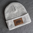 Beanie with Leather Patch Attached - Bison Stamp