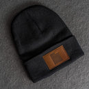 Beanie with Leather Patch Attached - Utah Stamp
