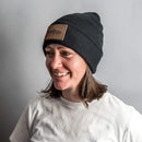 Beanie with Leather Patch Attached - Fish Stamp