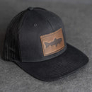 Leather Patch Trucker Style Hat - Fish Stamp
