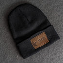 Beanie with Leather Patch Attached - Texas License Plate Stamp