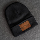 Beanie with Leather Patch Attached - Texas License Plate Stamp