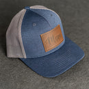 Leather Patch Performance Style Trucker Hat - Mom Cursive Stamp