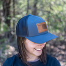 Leather Patch Trucker Style Hat - Oklahoma Stamp