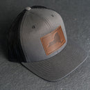 Leather Patch Trucker Style Hat - New York Stamp