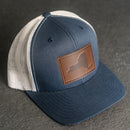 Leather Patch Trucker Style Hat - New York Stamp