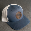 Leather Patch Trucker Style Hat - Circle Patch - Fish Stamp