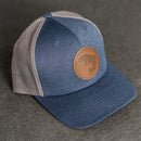 Leather Patch Performance Style Trucker Hat - Circle Patch - Fish Stamp