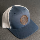 Leather Patch Trucker Style Hat - Compass Rose Stamp