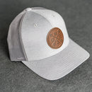 Leather Patch Performance Style Trucker Hat - Compass Rose Stamp