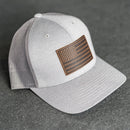 Leather Patch Performance Style Trucker Hat - American Flag Stamp