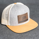 Leather Patch Flat Bill Trucker Hat - California Flag Stamp