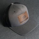 Leather Patch Trucker Style Hat - California Flag Stamp