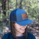 Leather Patch Trucker Style Hat - Pine Tree Ridgeline Stamp