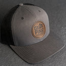 Leather Patch Trucker Style Hat - Ox & Pine Stamp - Circle