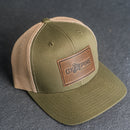 Leather Patch Trucker Style Hat - Ox & Pine Logo