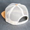 Leather Patch Flat Bill Trucker Hat - Fish Stamp