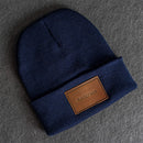 Beanie with Personalized Leather Patch Attached