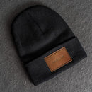 Beanie with Personalized Leather Patch Attached