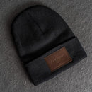 Beanie with Personalized Leather Patch Attached