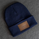 Beanie with Personalized Leather Patch Attached