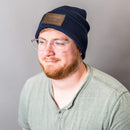Beanie with Personalized Leather Patch Attached