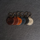 Leather Circle Keychain - Thick Leather - Bear Stamp Design