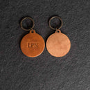 Leather Circle Keychain - Thick Leather - Bear Stamp Design