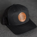 Leather Patch Trucker Style Hat - Bear Stamp