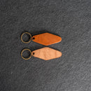 Leather Motel Key Shape Keychain with a Drive Safe Stamp Design