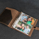 Personalized Leather 3-Ring Mini Photo Album with Photo Sleeves Included