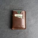 Card Holder Wallet with D-Ring and Optional Wristlet or Lanyard - Personalized Leather Wallet