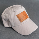 Leather Patch Unstructured Style Hat - Mountain Range Stamp