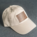 Leather Patch Unstructured Style Hat - Mountain Range Stamp
