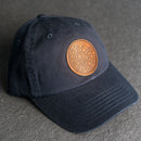 Leather Patch Unstructured Style Hat - Circle Patch - Floral Stamp