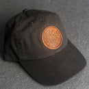 Leather Patch Unstructured Style Hat - Circle Patch - Floral Stamp