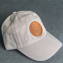 Leather Patch Unstructured Style Hat - Circle Patch - Floral Stamp